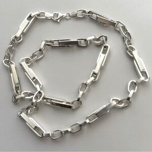 Link chain 6mm 24” 925 silver necklace unisex handmade